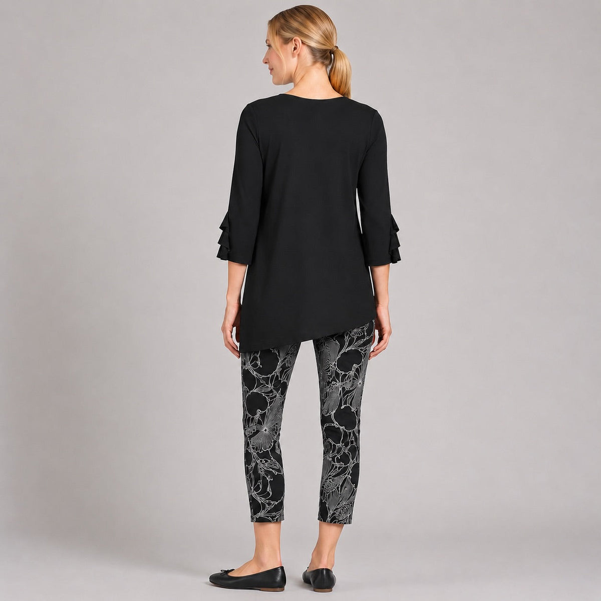 Clara Sunwoo Latest - Flutter Cuff Side Vent Tunic - Black - Final Sale!