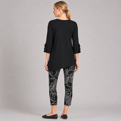 Clara Sunwoo Latest - Flutter Cuff Side Vent Tunic - Black - Final Sale!