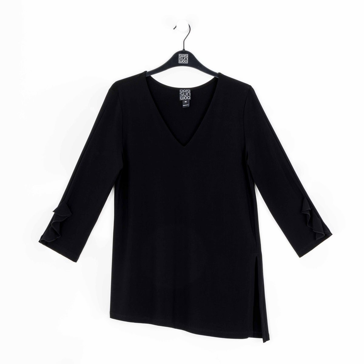 Clara Sunwoo Latest - Flutter Cuff Side Vent Tunic - Black - Final Sale!