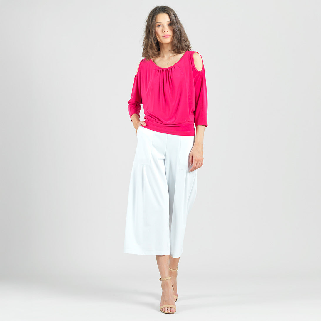 Clara Sunwoo New - Open Shoulder Blouson Waist Top - Hot Pink - Final Sale!