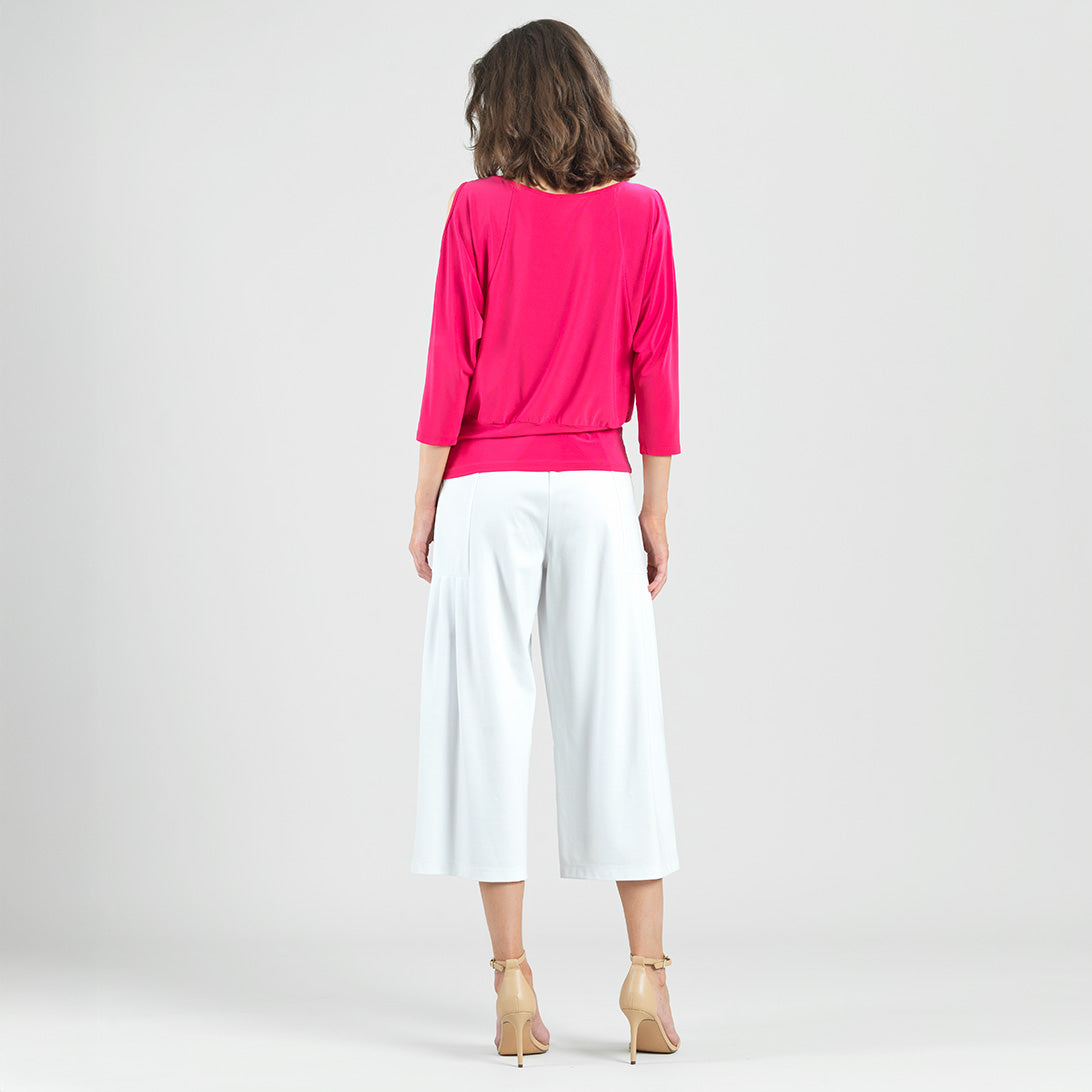 Clara Sunwoo New - Open Shoulder Blouson Waist Top - Hot Pink - Final Sale!