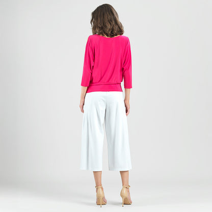 Clara Sunwoo New - Open Shoulder Blouson Waist Top - Hot Pink - Final Sale!