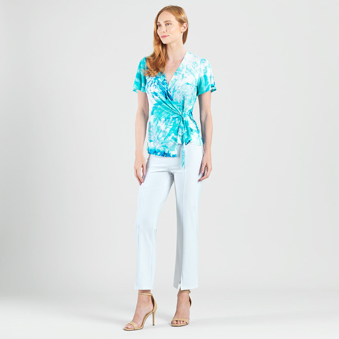 Clara Sunwoo Deals - Surplice Faux Wrap Side Tie Top - Ocean Petal - Final Sale