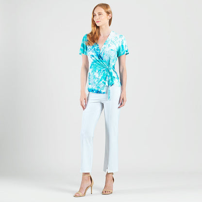 Clara Sunwoo Deals - Surplice Faux Wrap Side Tie Top - Ocean Petal - Final Sale