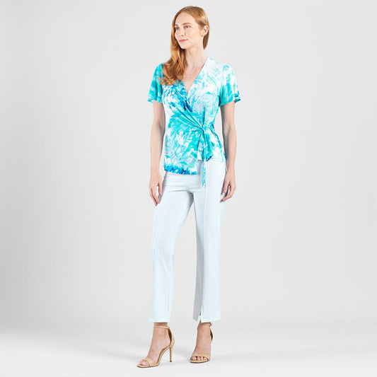 Clara Sunwoo Deals - Surplice Faux Wrap Side Tie Top - Ocean Petal - Final Sale