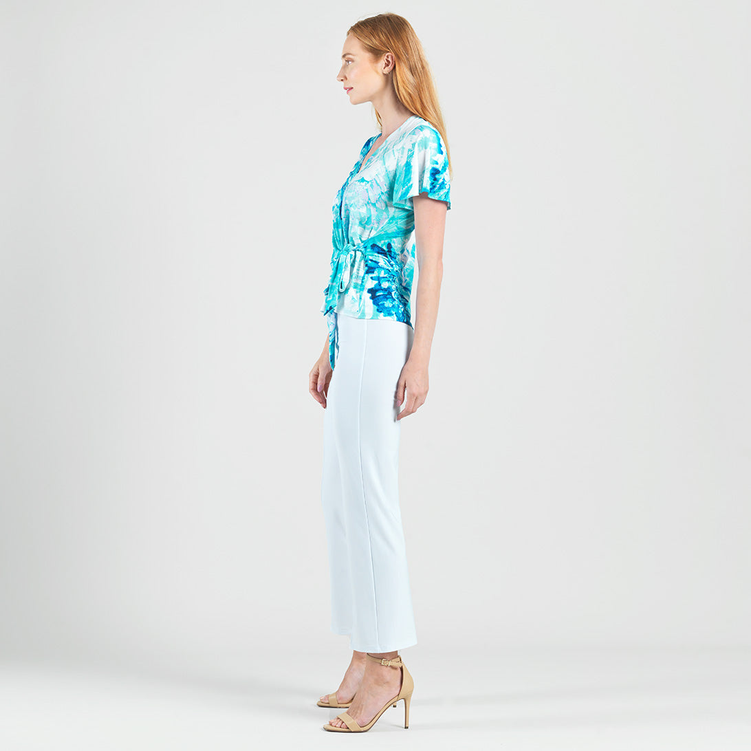 Clara Sunwoo Deals - Surplice Faux Wrap Side Tie Top - Ocean Petal - Final Sale
