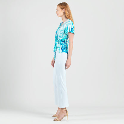 Clara Sunwoo Deals - Surplice Faux Wrap Side Tie Top - Ocean Petal - Final Sale