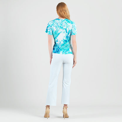 Clara Sunwoo Deals - Surplice Faux Wrap Side Tie Top - Ocean Petal - Final Sale