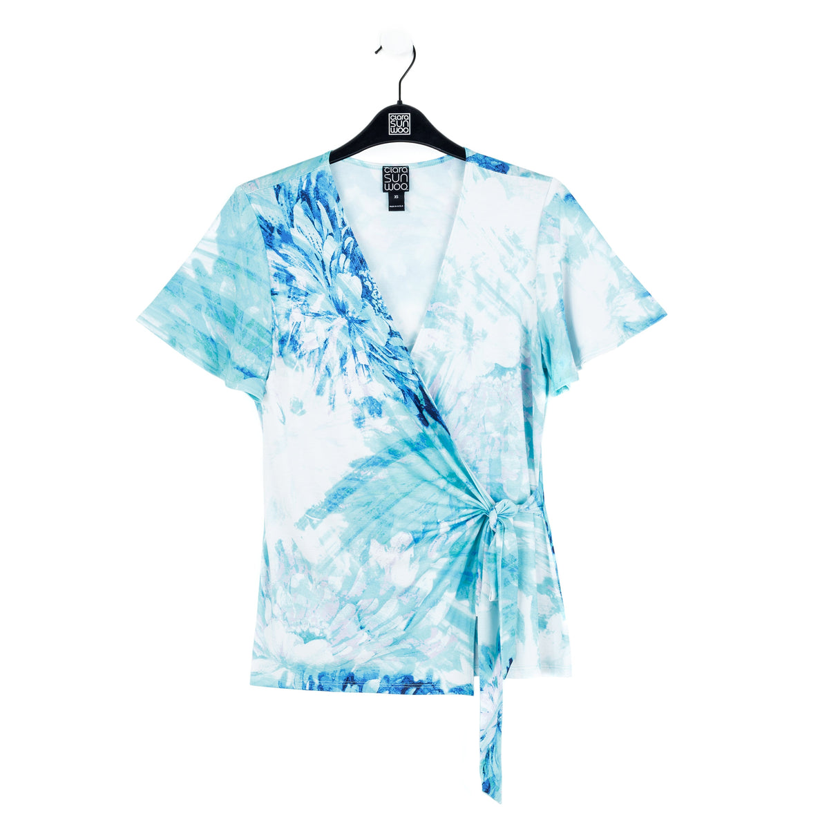 Clara Sunwoo Deals - Surplice Faux Wrap Side Tie Top - Ocean Petal - Final Sale