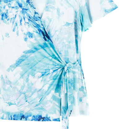 Clara Sunwoo Deals - Surplice Faux Wrap Side Tie Top - Ocean Petal - Final Sale