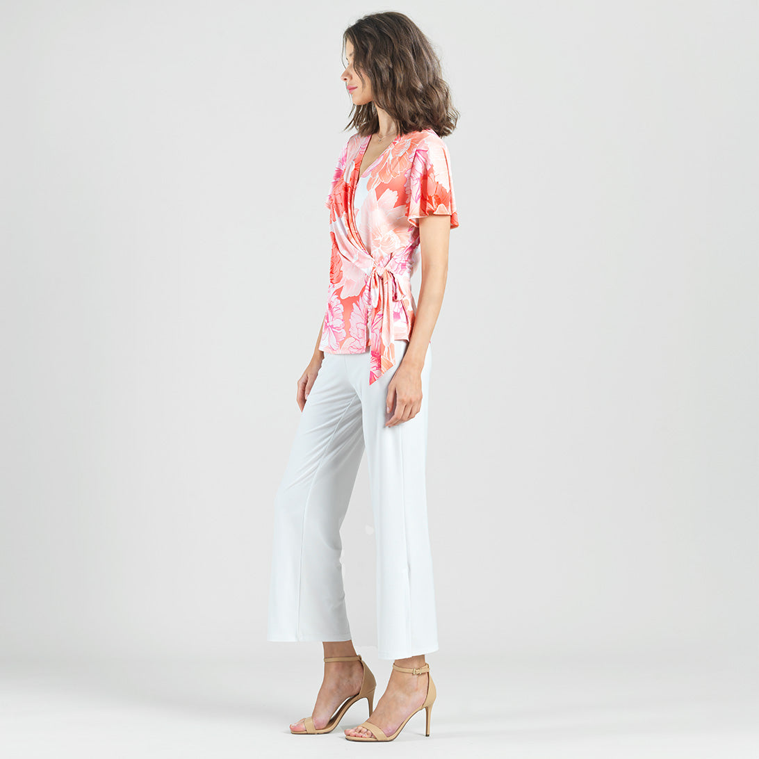 Clara Sunwoo Sale - Butter Knit - Surplice Faux Wrap Side Tie Top - Sunset Petals - Final Sale