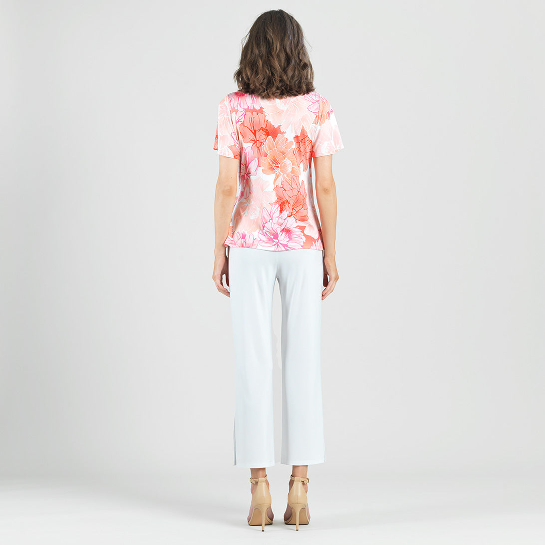 Clara Sunwoo Sale - Butter Knit - Surplice Faux Wrap Side Tie Top - Sunset Petals - Final Sale