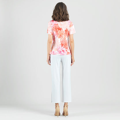 Clara Sunwoo Sale - Butter Knit - Surplice Faux Wrap Side Tie Top - Sunset Petals - Final Sale
