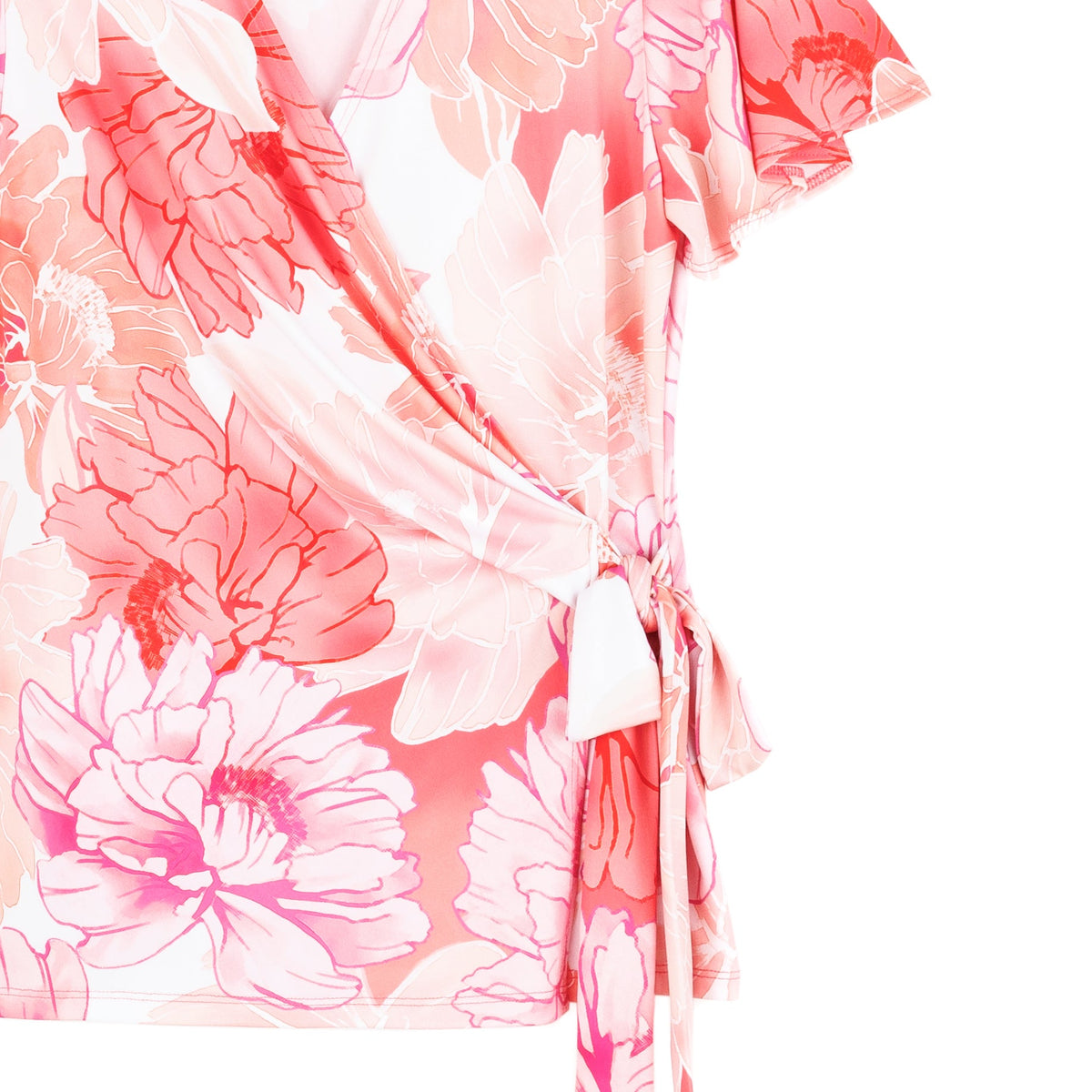 Clara Sunwoo Sale - Butter Knit - Surplice Faux Wrap Side Tie Top - Sunset Petals - Final Sale