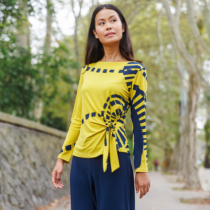 Clara Sunwoo Great Value - Side Tie Waist Top  - Track Line - Final Sale
