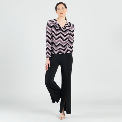 Clara Sunwoo Discount - Cowl Neck Side Ruched Top - Chevron - Final Sale!
