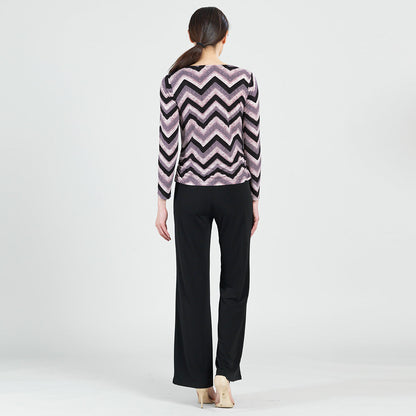 Clara Sunwoo Discount - Cowl Neck Side Ruched Top - Chevron - Final Sale!