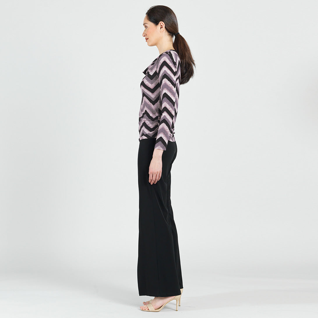 Clara Sunwoo Discount - Cowl Neck Side Ruched Top - Chevron - Final Sale!