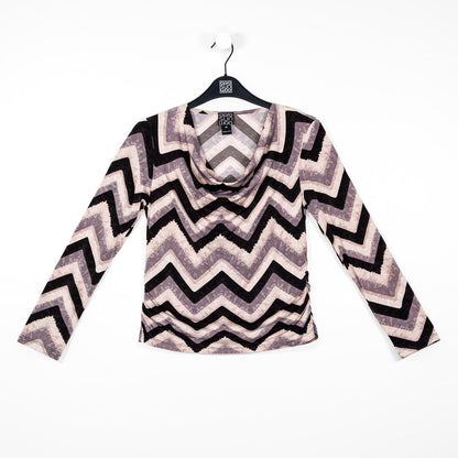 Clara Sunwoo Discount - Cowl Neck Side Ruched Top - Chevron - Final Sale!