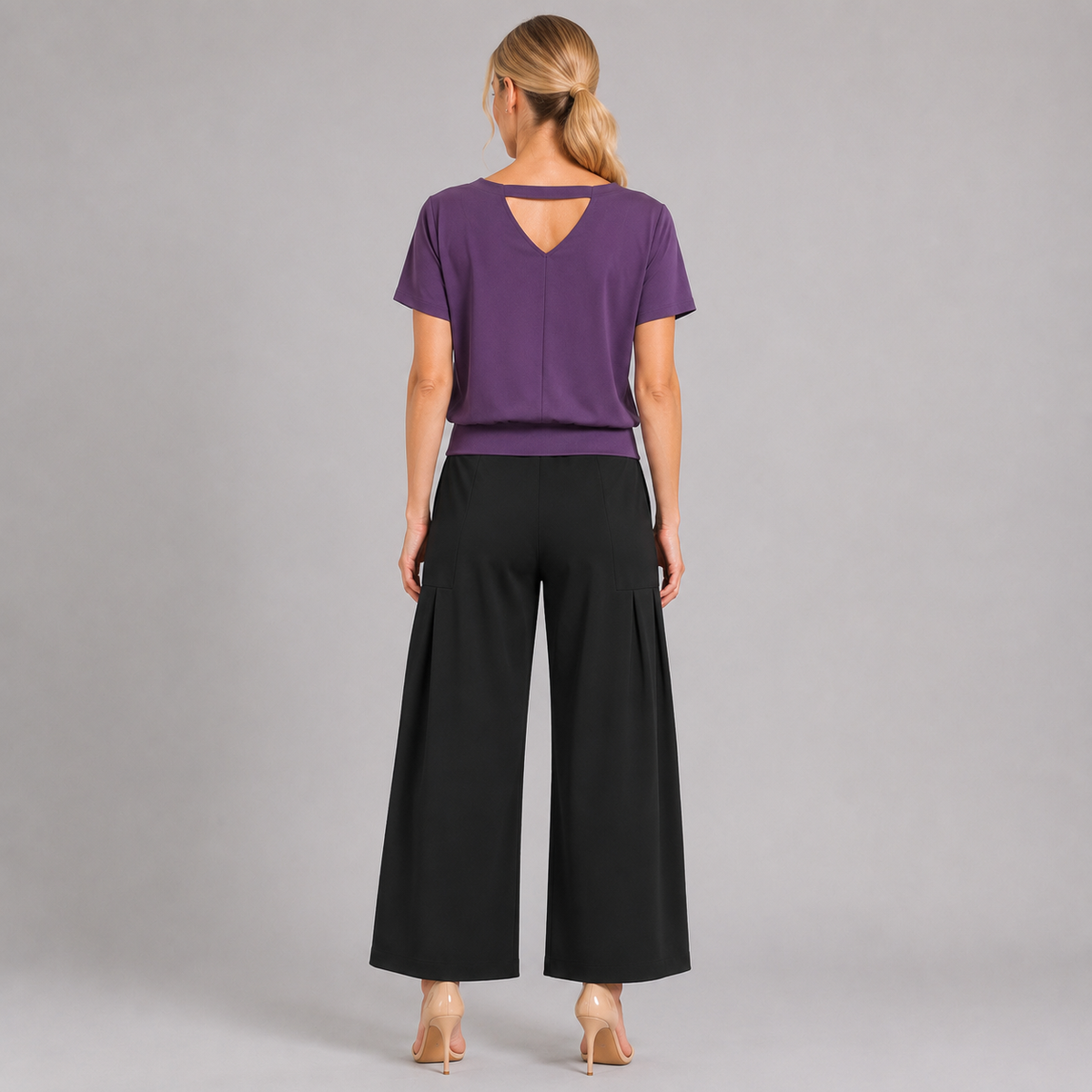 Clara Sunwoo Popular - Modal Cotton - V-Back Cut-Out Top - Plum - Final Sale