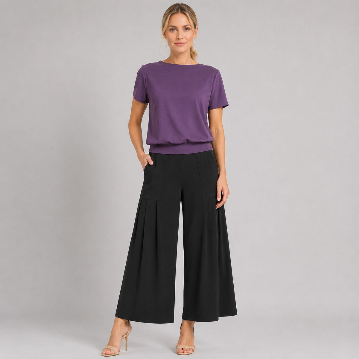 Clara Sunwoo Popular - Modal Cotton - V-Back Cut-Out Top - Plum - Final Sale