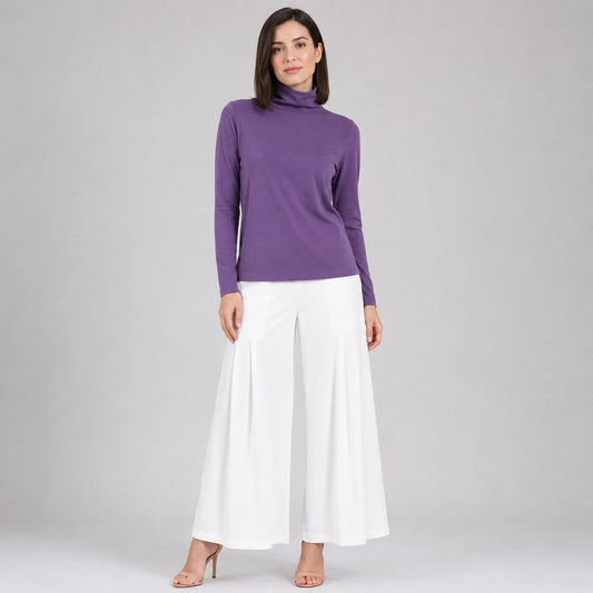 Clara Sunwoo Special Offer - Modal Cotton - Turtleneck Long Sleeve Top - Plum - Final Sale