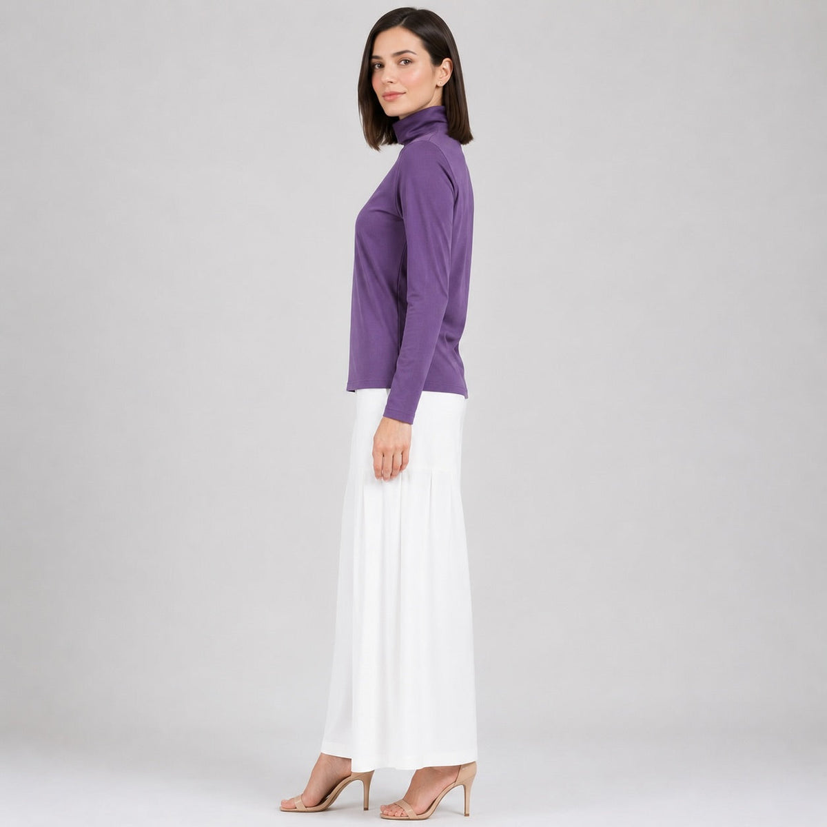 Clara Sunwoo Special Offer - Modal Cotton - Turtleneck Long Sleeve Top - Plum - Final Sale