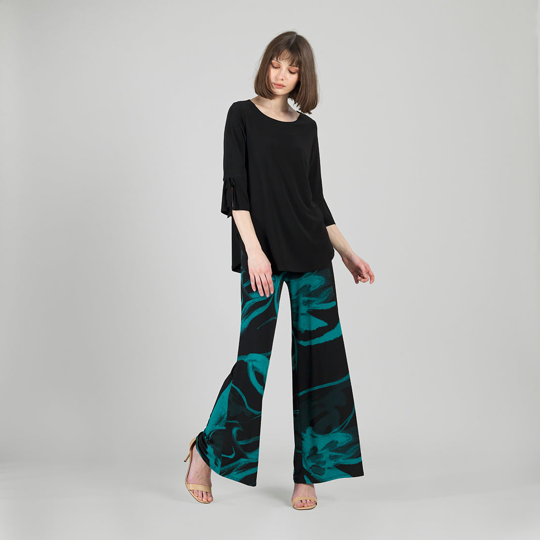 Clara Sunwoo Featured - Tie Cuff Curved Hem Tunic - Black - Final Sale