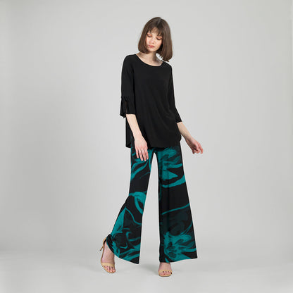 Clara Sunwoo Featured - Tie Cuff Curved Hem Tunic - Black - Final Sale