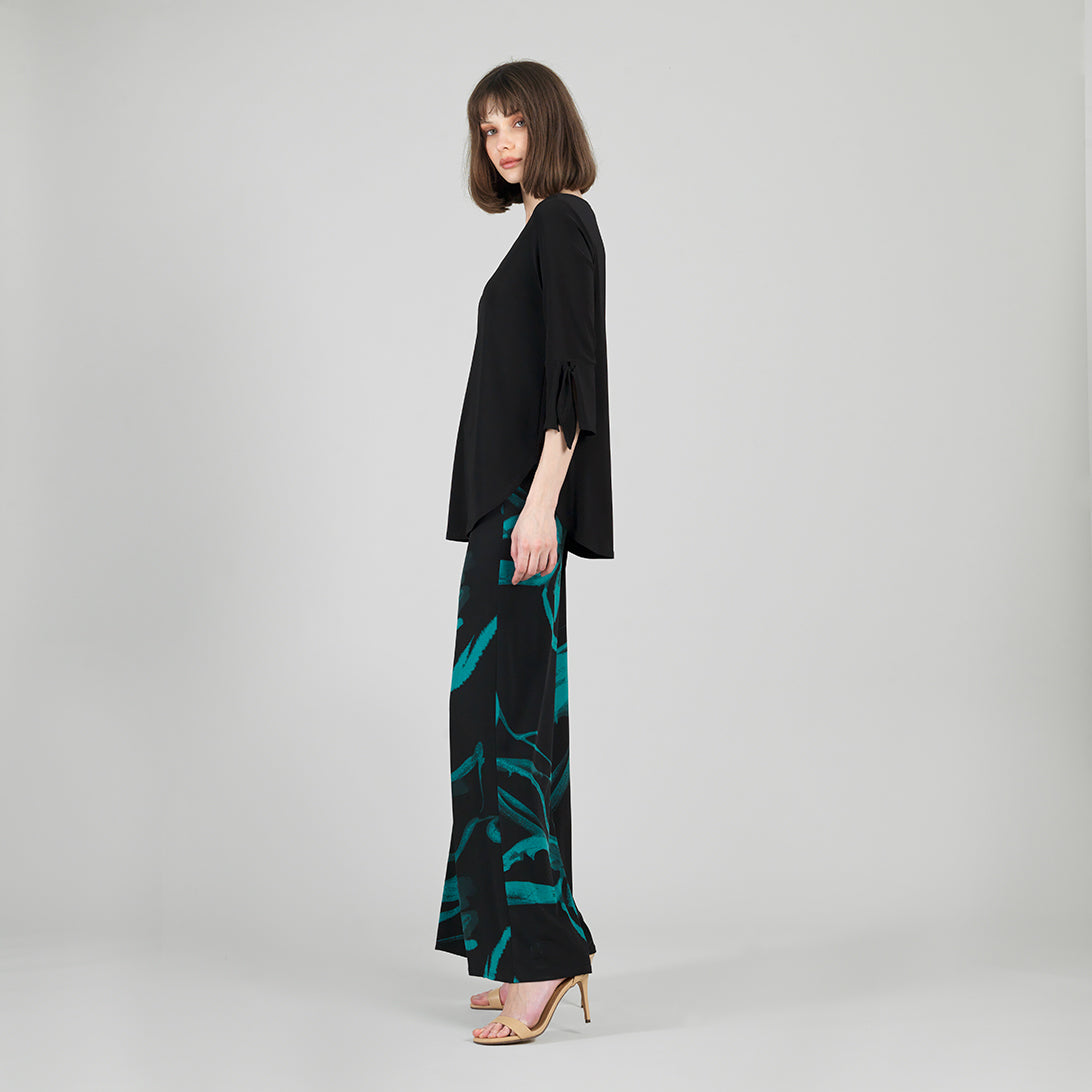 Clara Sunwoo Featured - Tie Cuff Curved Hem Tunic - Black - Final Sale