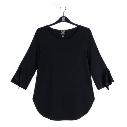 Clara Sunwoo Featured - Tie Cuff Curved Hem Tunic - Black - Final Sale