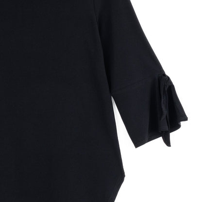 Clara Sunwoo Featured - Tie Cuff Curved Hem Tunic - Black - Final Sale