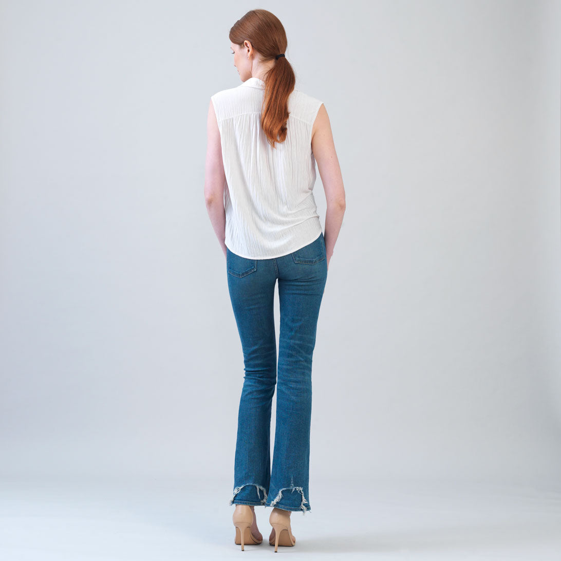 Clara Sunwoo Special Offer - Soft Pleat Knit - Sleeveless Button Down Tie Hem Top - Ivory - Final Sale!