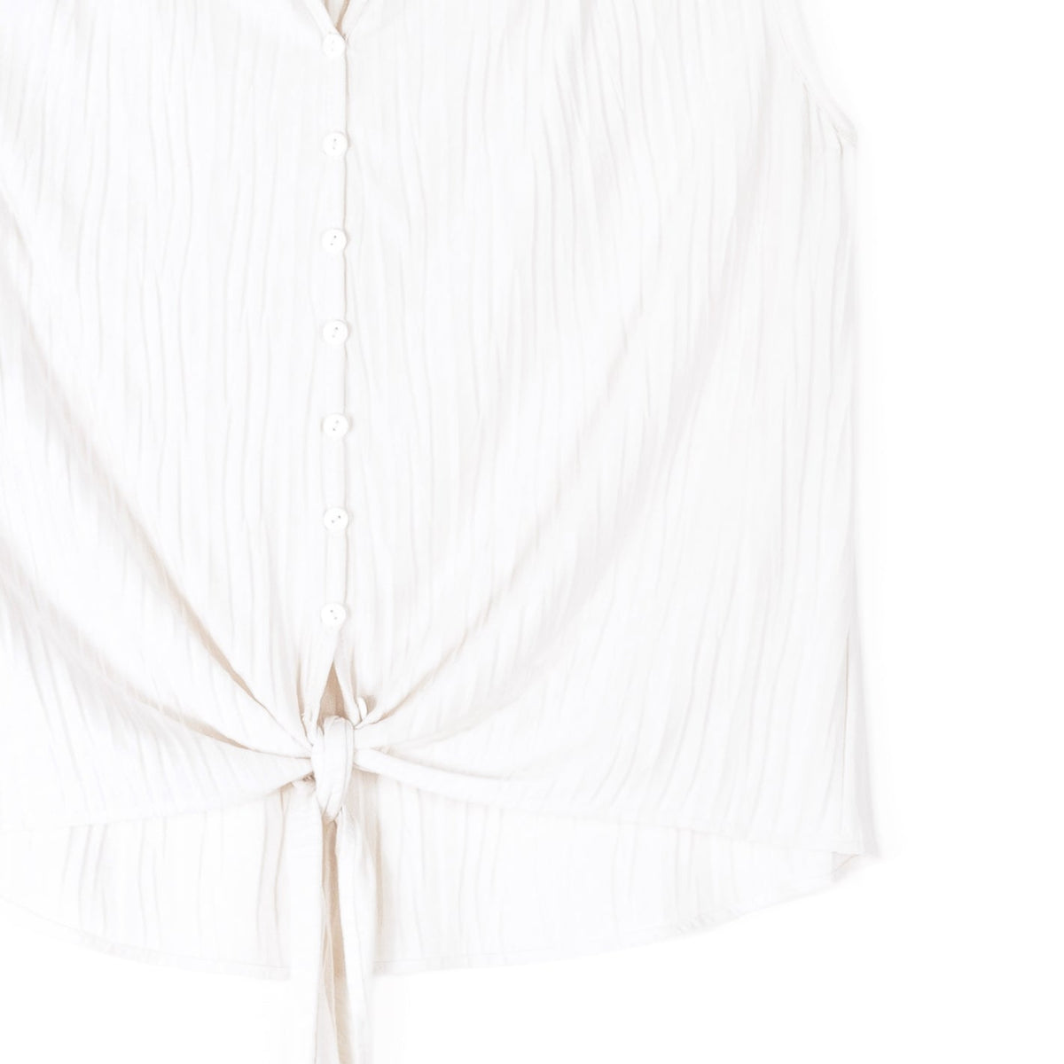 Clara Sunwoo Special Offer - Soft Pleat Knit - Sleeveless Button Down Tie Hem Top - Ivory - Final Sale!