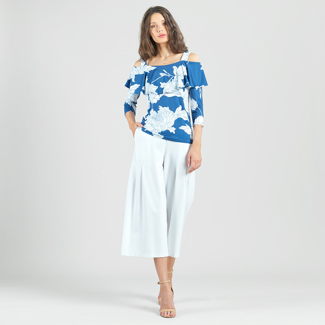 Clara Sunwoo Signature - Butter Knit - Open Shoulder Ruffle Top - Mum Sketch - Final Sale
