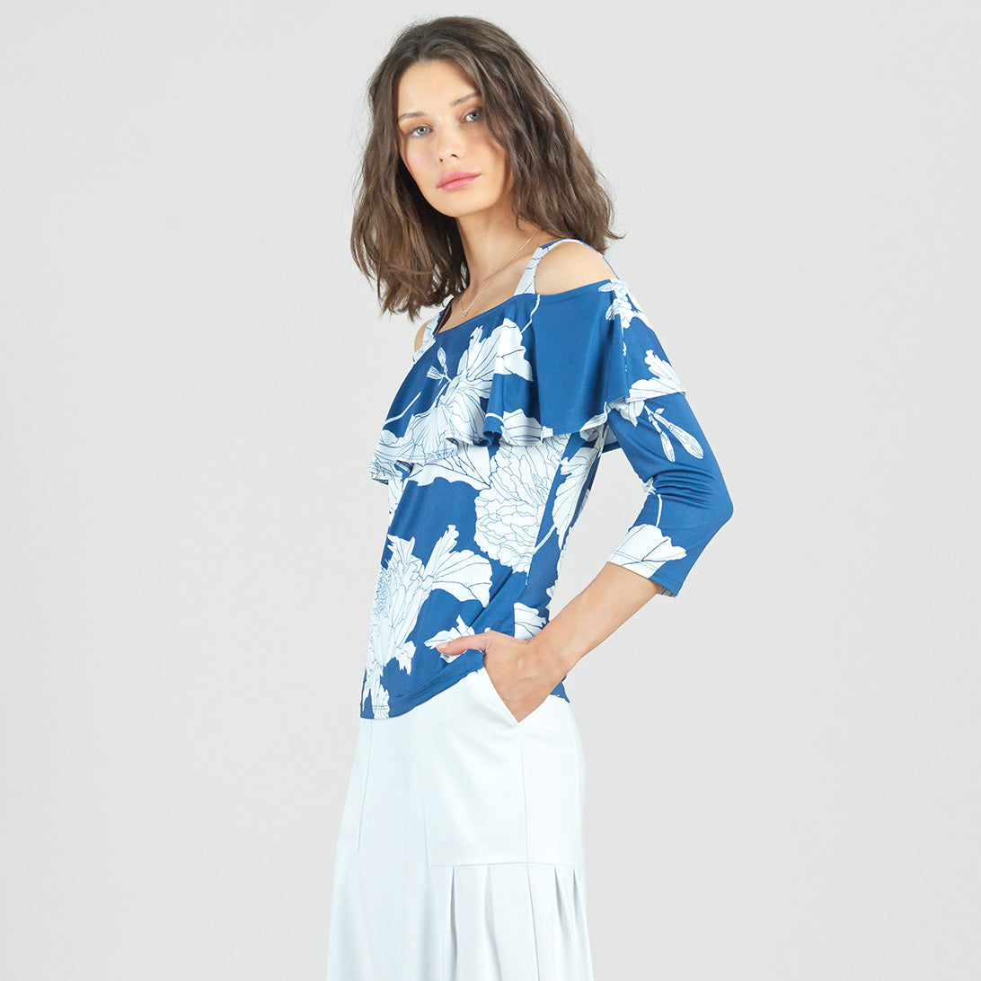 Clara Sunwoo Signature - Butter Knit - Open Shoulder Ruffle Top - Mum Sketch - Final Sale