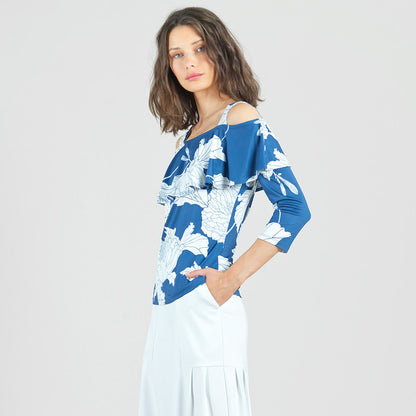 Clara Sunwoo Signature - Butter Knit - Open Shoulder Ruffle Top - Mum Sketch - Final Sale