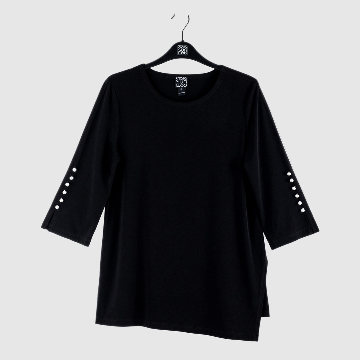 Clara Sunwoo Best Price - Pearl Cuff Asymmetrical Hi-Low Tunic - Black - Final Sale