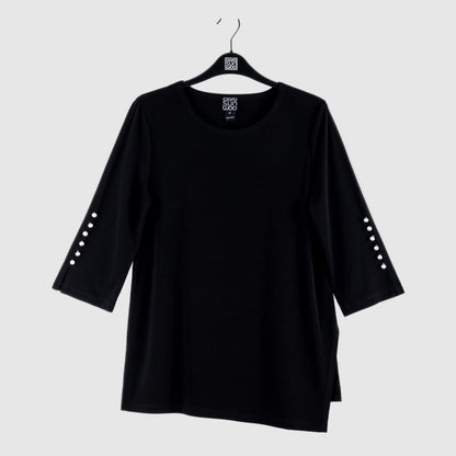 Clara Sunwoo Best Price - Pearl Cuff Asymmetrical Hi-Low Tunic - Black - Final Sale
