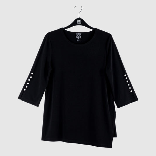 Clara Sunwoo Best Price - Pearl Cuff Asymmetrical Hi-Low Tunic - Black - Final Sale