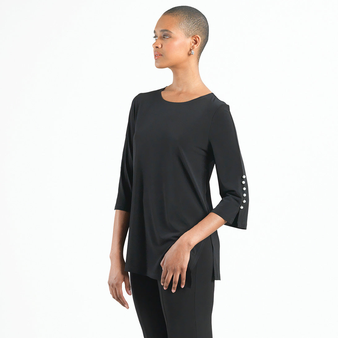 Clara Sunwoo Best Price - Pearl Cuff Asymmetrical Hi-Low Tunic - Black - Final Sale