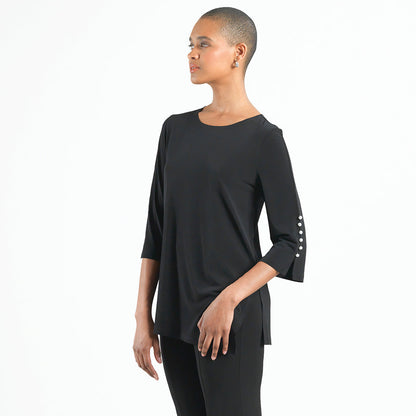 Clara Sunwoo Best Price - Pearl Cuff Asymmetrical Hi-Low Tunic - Black - Final Sale
