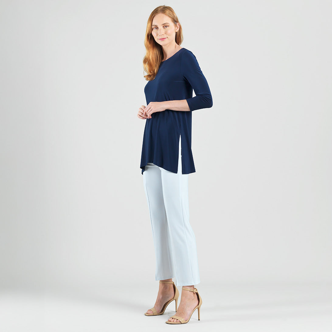 Clara Sunwoo Quality - Side Vent Kerchief Hem Tunic - Navy - Final Sale