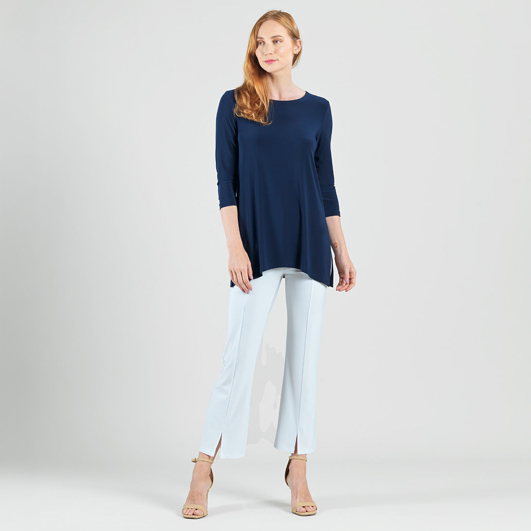 Clara Sunwoo Quality - Side Vent Kerchief Hem Tunic - Navy - Final Sale