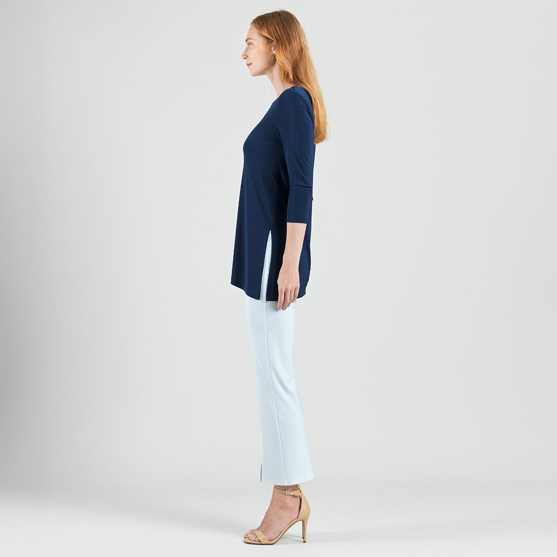 Clara Sunwoo Quality - Side Vent Kerchief Hem Tunic - Navy - Final Sale