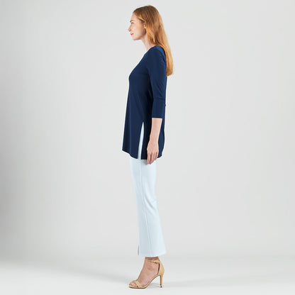 Clara Sunwoo Quality - Side Vent Kerchief Hem Tunic - Navy - Final Sale