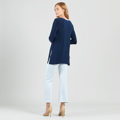 Clara Sunwoo Quality - Side Vent Kerchief Hem Tunic - Navy - Final Sale