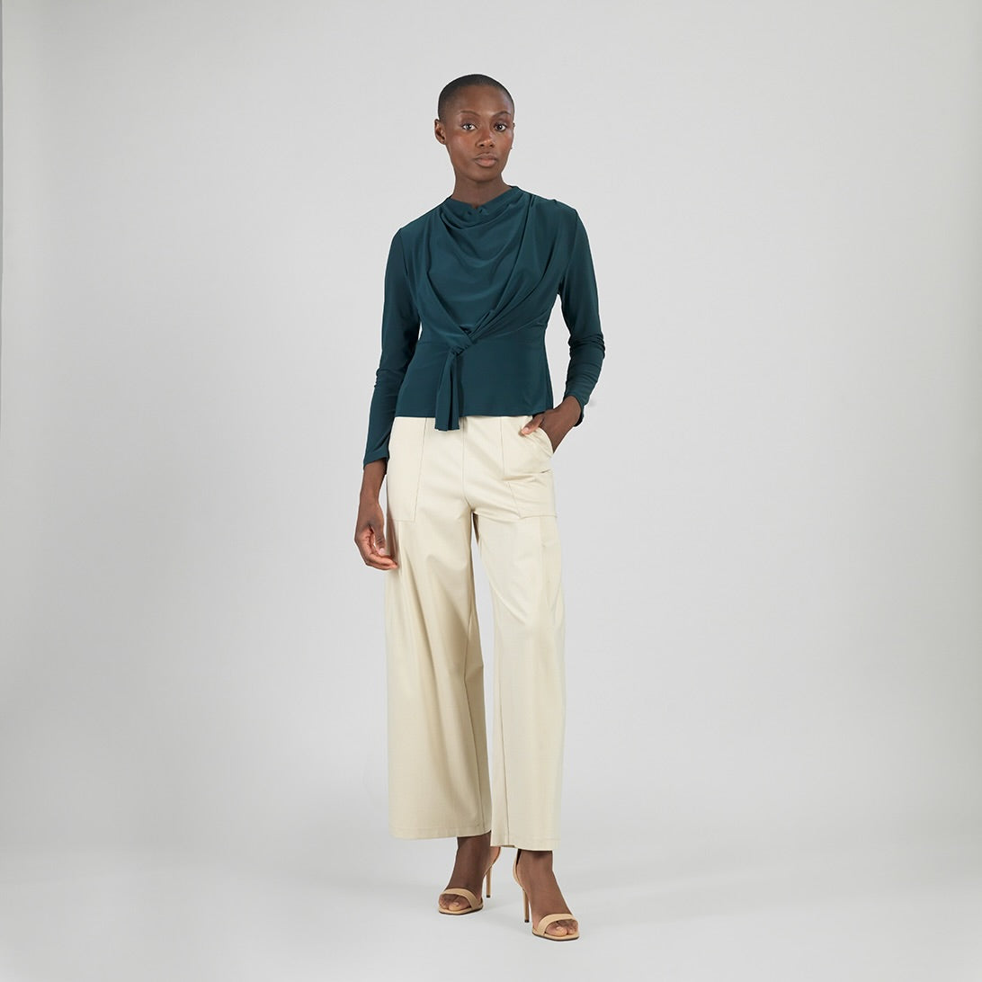 Clara Sunwoo Quality - Long Sleeve Loop Front Top - Hunter Green - Final Sale