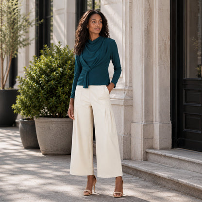 Clara Sunwoo Quality - Long Sleeve Loop Front Top - Hunter Green - Final Sale
