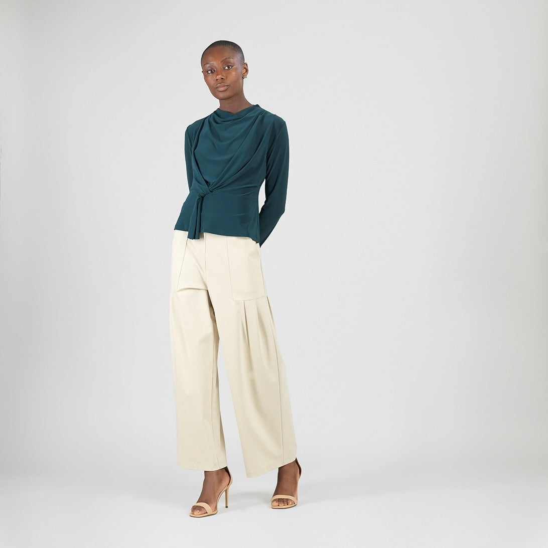 Clara Sunwoo Quality - Long Sleeve Loop Front Top - Hunter Green - Final Sale
